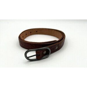 Womens Leather Tooled Belt 34” L 3/4” W‎ Brown Western Cowgirl Country Boho
